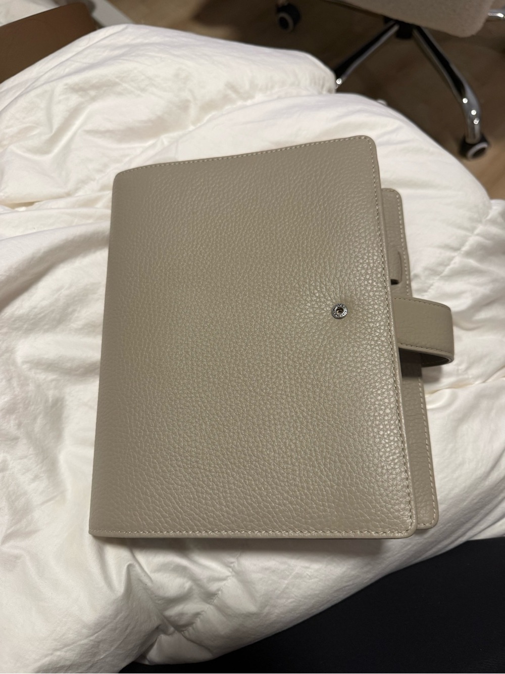 Pebbled Leather Notebook Cover - Taupe